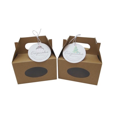 Custom Decorative Birthday Disposable Kraft Paper Cupcake Packing Cake Box With Window